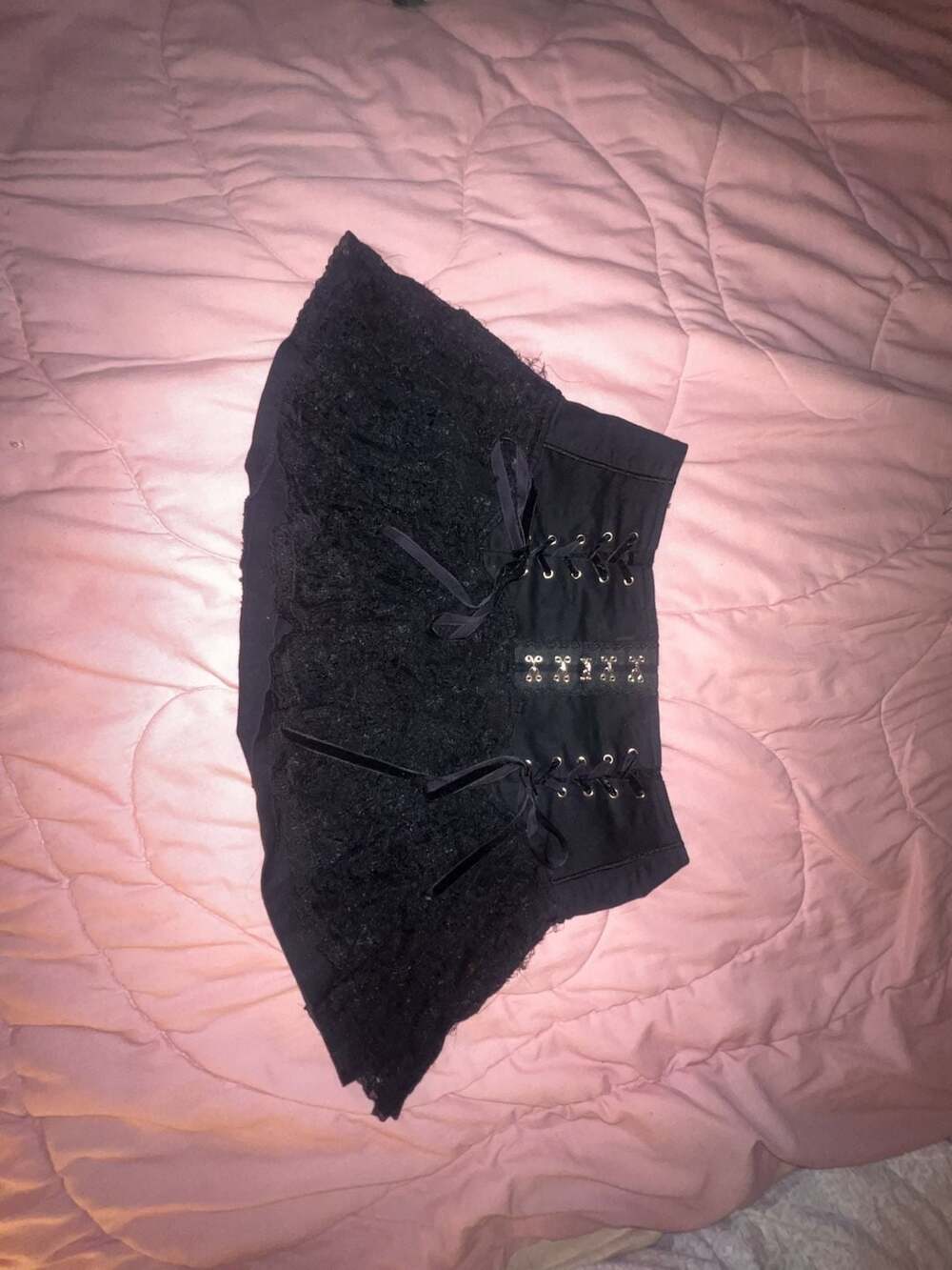 TRIPP NYC Black Lace Mini Skirt with Corset Lacing Style 103983 Size M